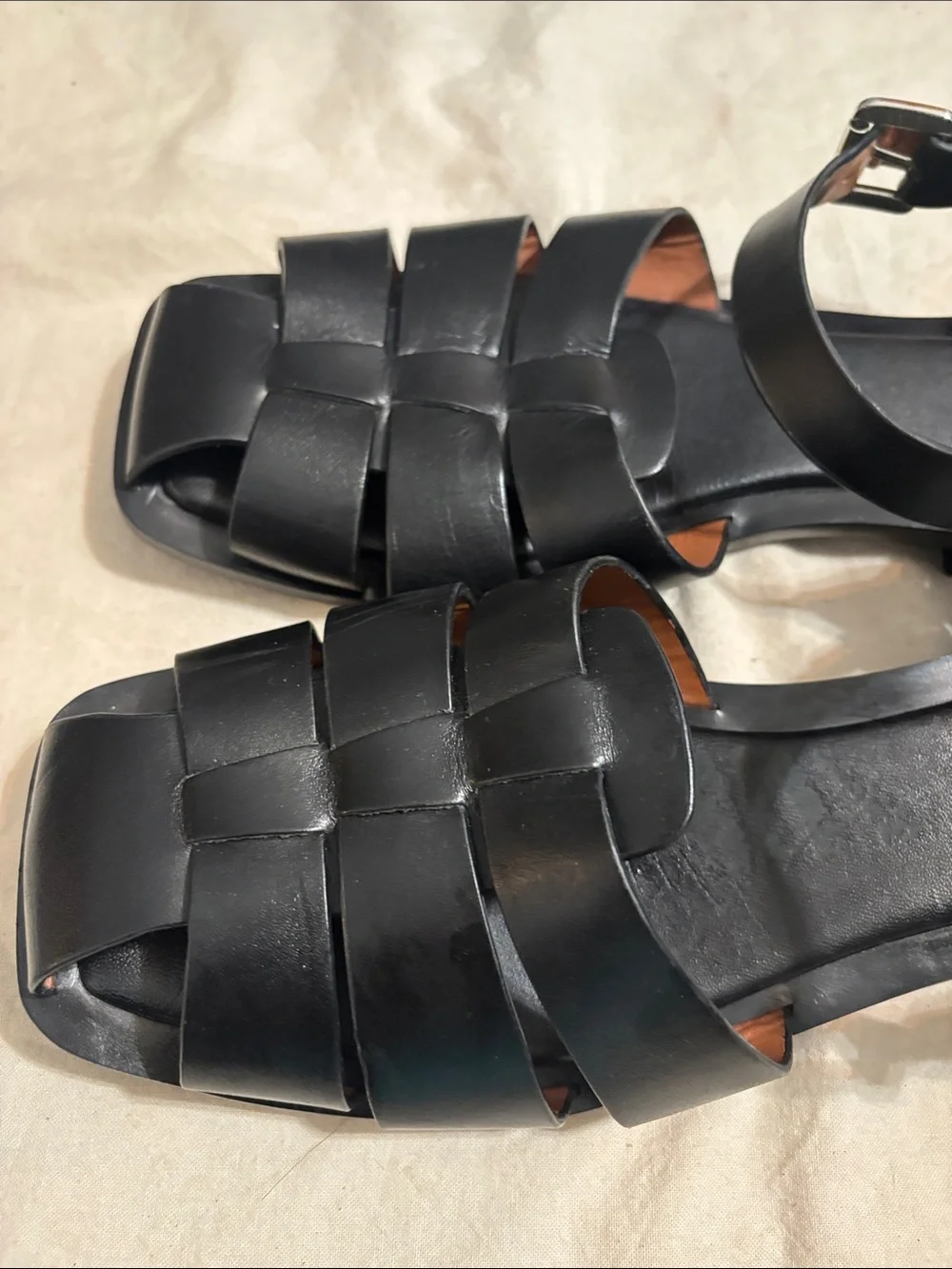 Zara Black Woven Leather Ankle-Strap Sandals - Picture 7 of 7